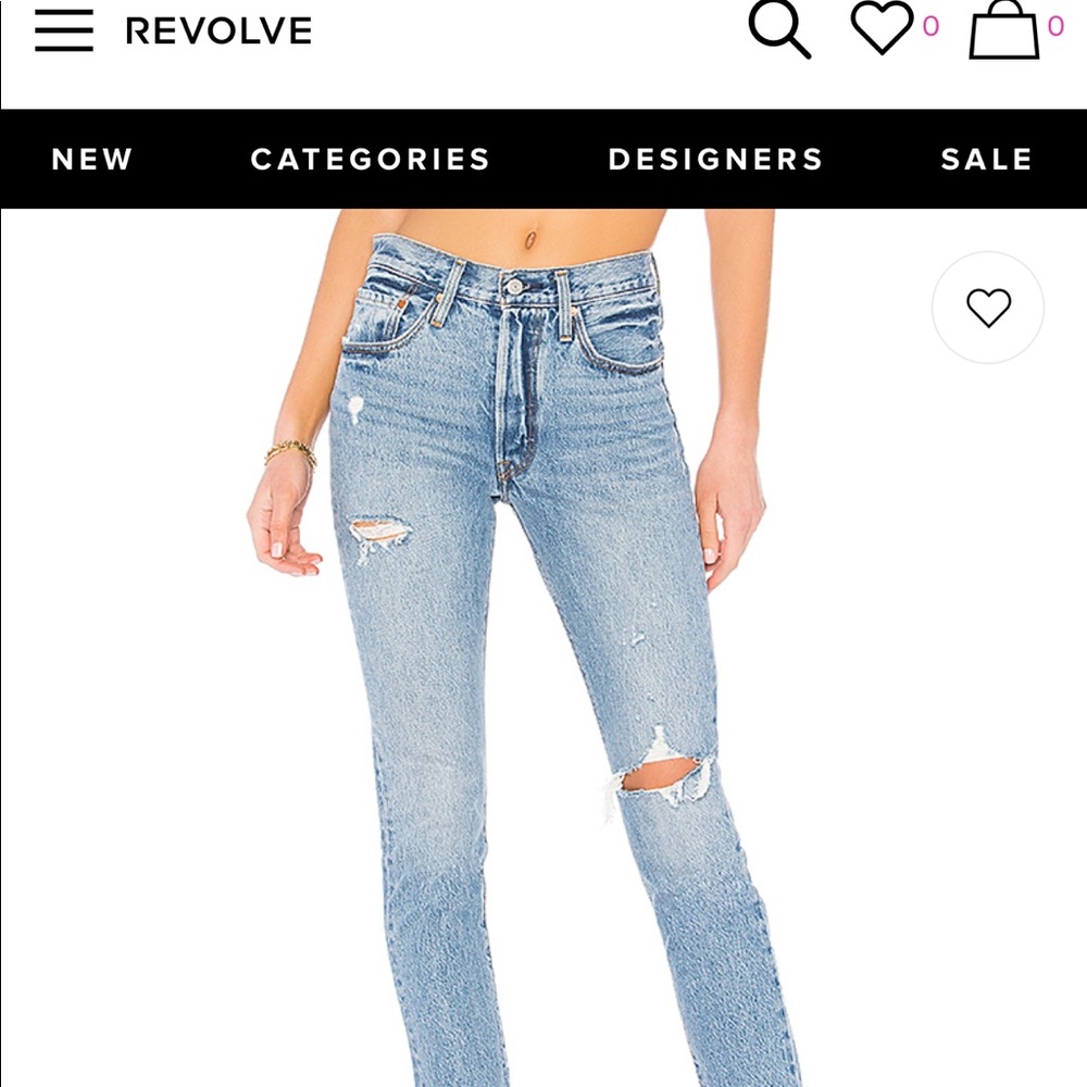Women's skinny high rise Levis 501